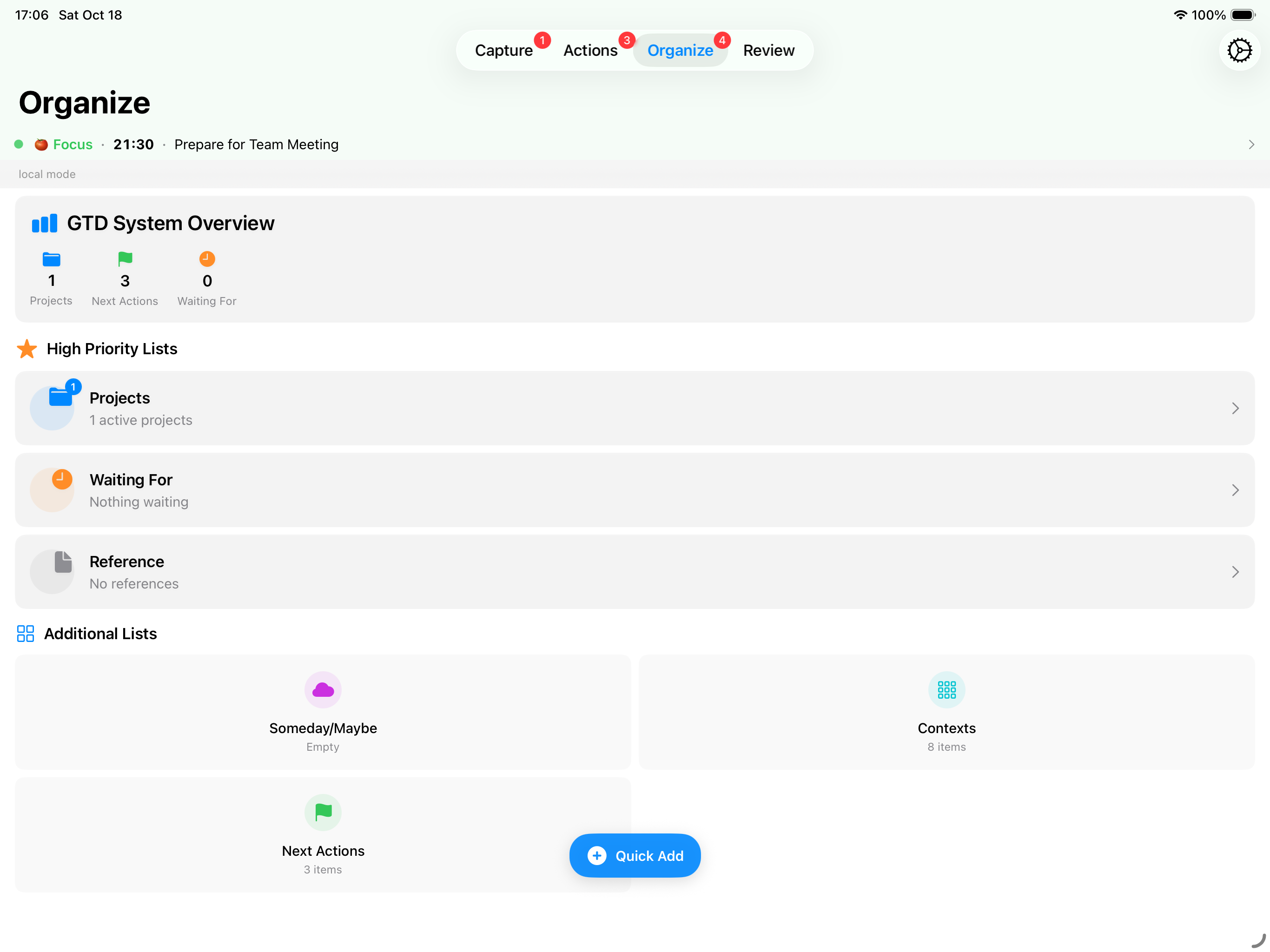 iPad GTD System Overview
